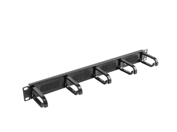 Lanberg 19" cable management brush panel 5 rings type B 1U | AK-1203-B | Black - Image 3