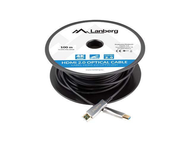 Lanberg kabel HDMI v2.0 M/M 100m optyczny AOC czarny - Image 3
