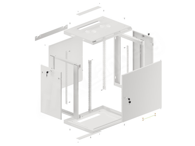 Lanberg | Rack cabinet 19" wall-mount 12U/600x450 for self-assembly with metal door (flat pack) | WF01-6412-00S | Grey - Image 13