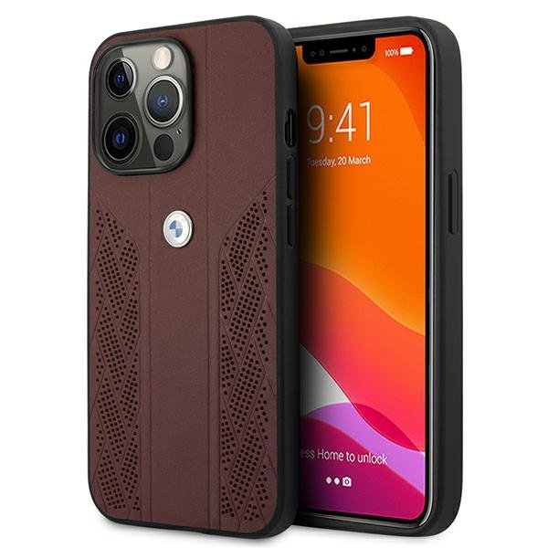 Back panel cover BMW Etui BMW BMHCP13LRSPPR iPhone 13 Pro/13 6,1" czerwony/red hardcase Leather Curve Perforate - Image 6