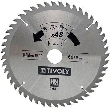 Circular saw blade Tivoly 230x30mm, z40, 15°, (20mm adaptor), for wood