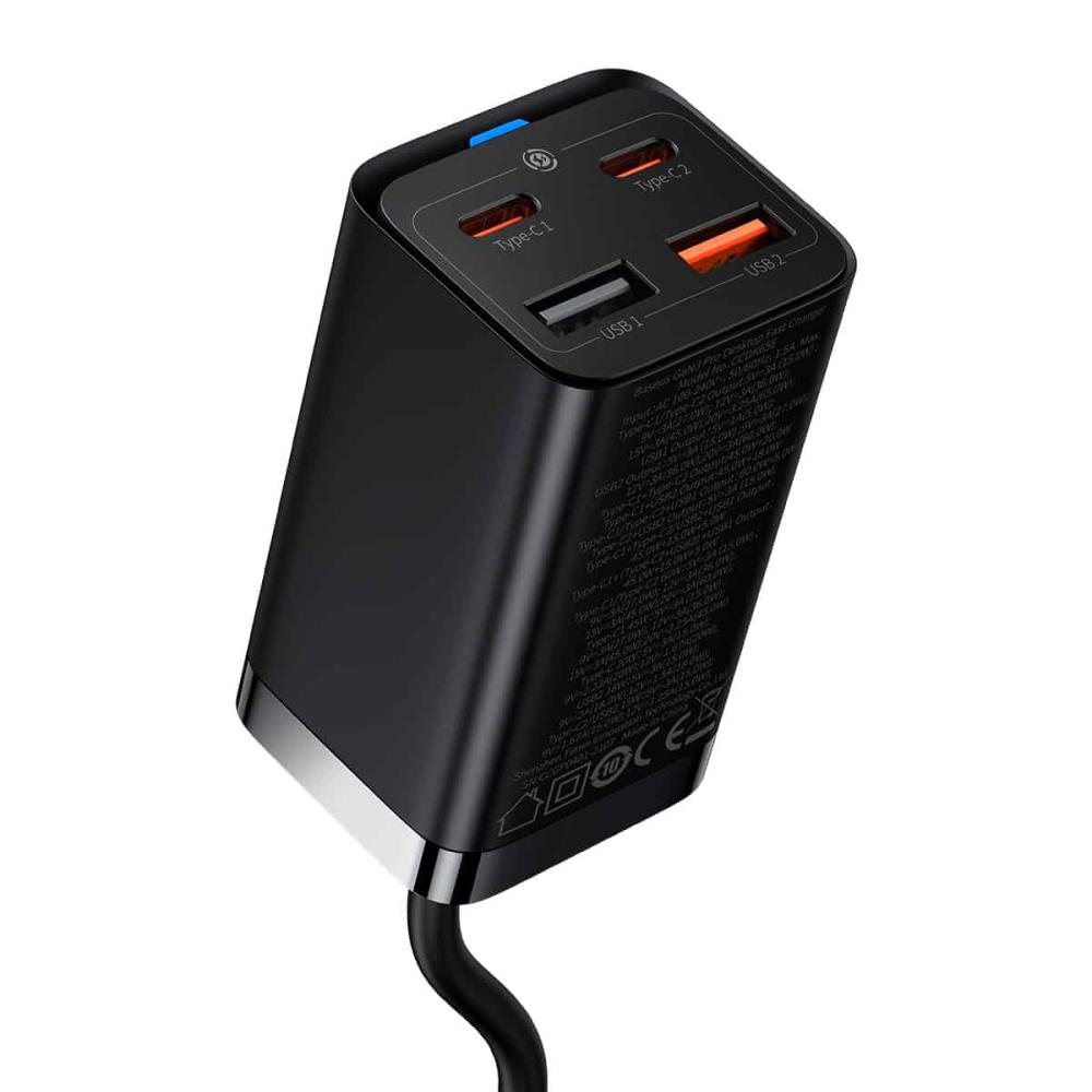 Baseus GaN3 Pro, 2x USB-C, 2x USB, 65W (czarna)