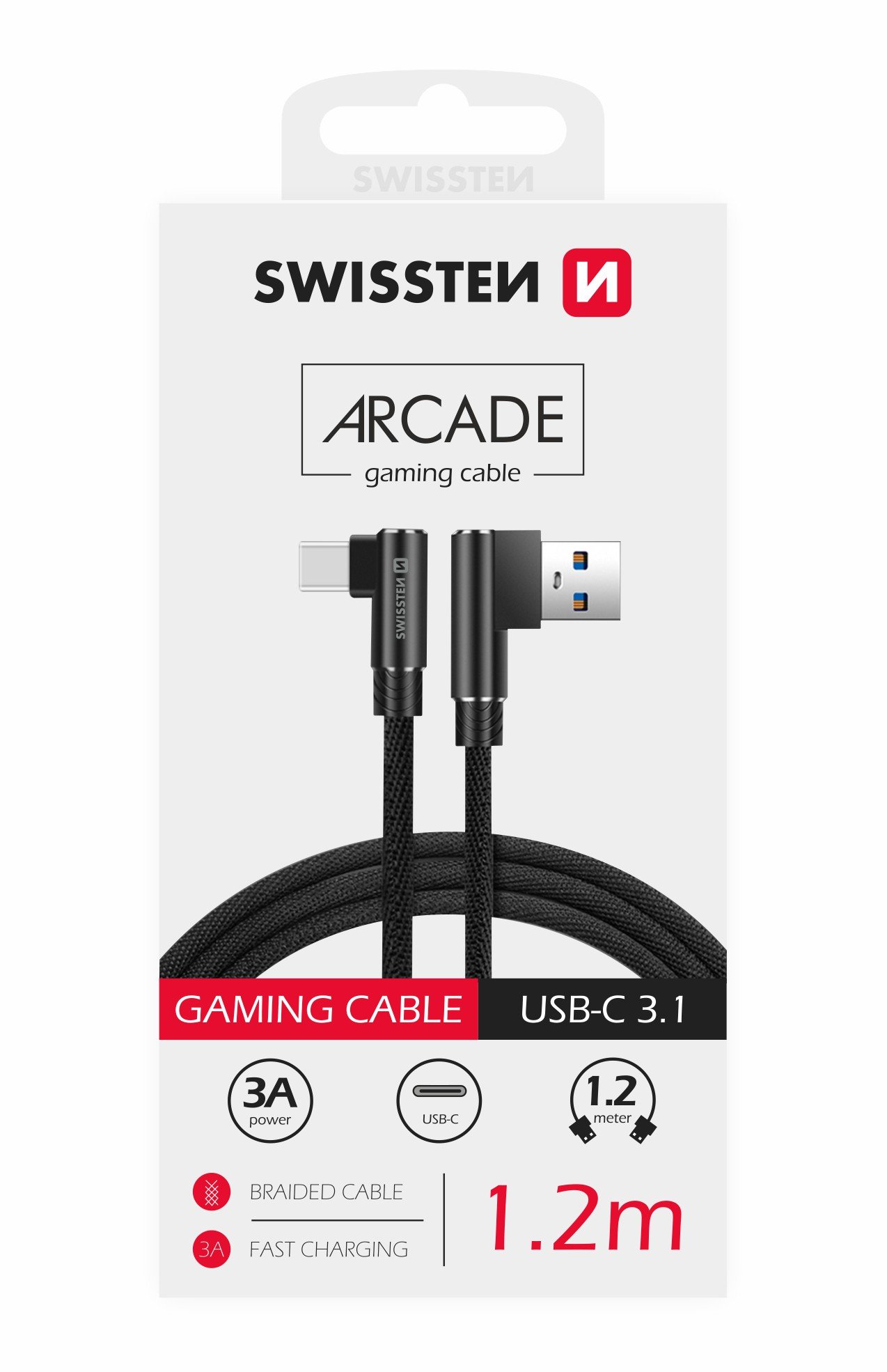 USB kaabel Swissten USB-A - USB-C, 1.2m, nurgaga