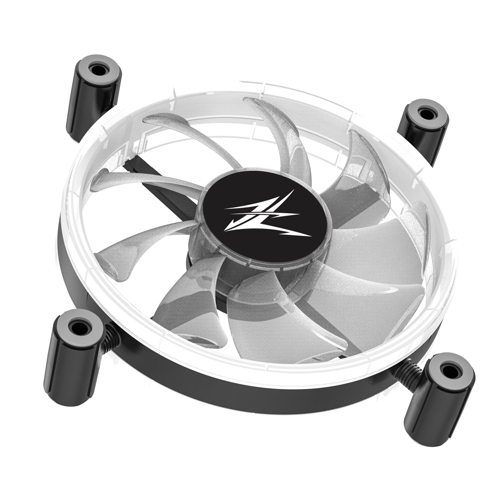 Ventilator Zalman "ZM-LF120", 120mm, 800 - 1300 RPM, EBR Bearing, 43 CFM, 2x inel LED RGB, 4pin PWM, negru, "ZM-LF120" (timbru verde 0.18lei) - Image 3