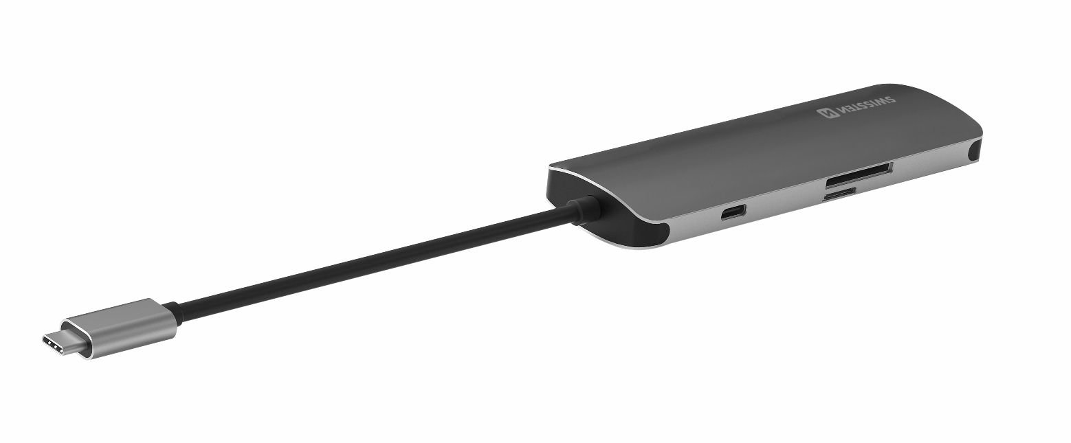 Swissten USB-C Hub 6in1 with 3X USB 3.0 / 1X USB-C Power Delivery / 1X microSD / 1X SD / Aluminum body - Image 2