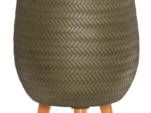 Flowerpot Herringbone with legs green 22x22x33cm