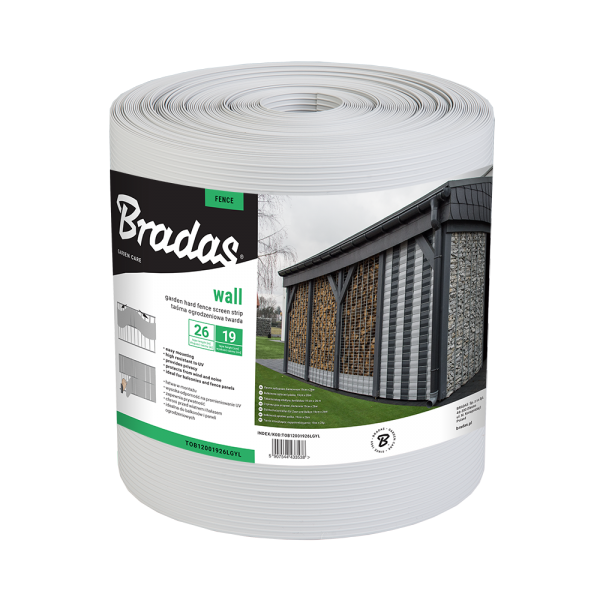 Garden fence screen strip SOLID 19cm x 26m, 1200g/m² light grey - Image 2