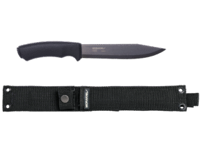 Morakniv Pathfinder Blackblade Bushcraft Knife – 170mm Carbon Steel Blade, MOLLE Sheath, Black