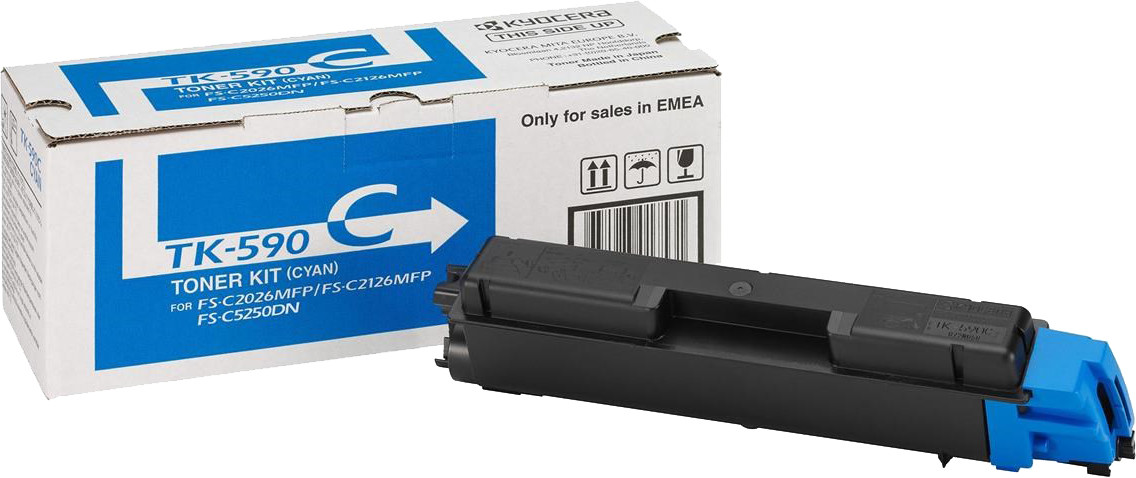 Toner Original Kyocera Cyan, TK-590C, pentru M6026|FS-C2016|FS-C2026|FS-C2126|FS-C5250, 5K, (timbru verde 1.2 lei) , "TK-590C"