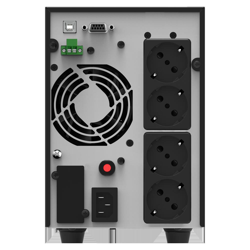 UPS NJOY, "ECHO PRO 2000", Online cu sinusoida pura, tower, 2000VA/1600W, AVR, Schuko x 4, 4 x baterie GP07122L, display LCD, back-up 1 - 10 min., "UPOL-OL200EP-CG01B" (timbru verde 11 lei)