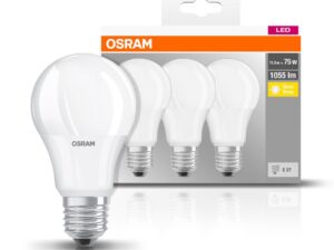 Set 3 BEC LED Osram, soclu E27, putere 10 W, forma clasic, lumina alb calda, alimentare 220 - 240 V, "000004058075819436" (timbru verde 1.35 lei)