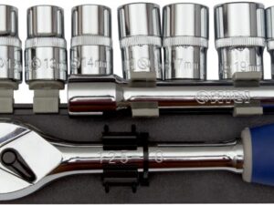 Ratchet with sockets 10-24mm+extension 1/2" 12 pcs Irimo