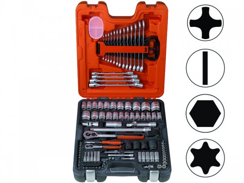 Socket and spanners set 1/4" and 1/2" 106 pcs Metric+INCH