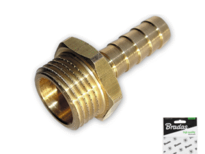 Straight connector for 9mm hose, 1/2" male, BRASS